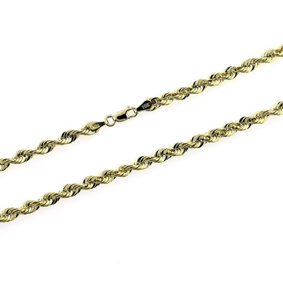 Real 10K Yellow Gold 4mm Rope Chain Necklace 20" inch - Picture 2 of 6